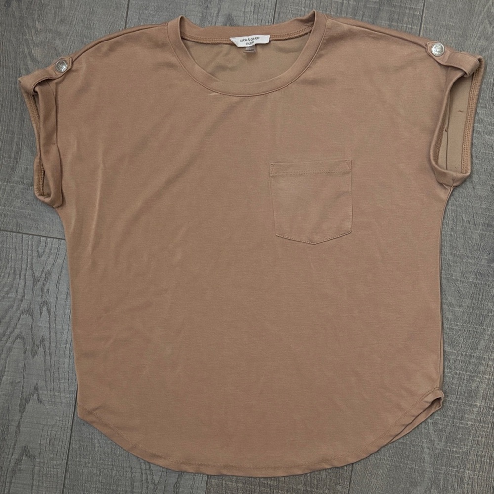 Casual Tan Short Sleeve Top